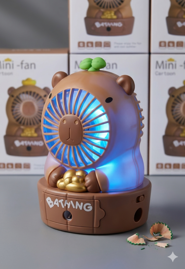 Ventilador Capibara Con Sacapuntas
