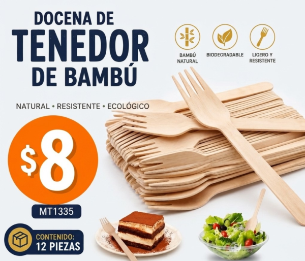 DOCENA TENEDOR BAMBU