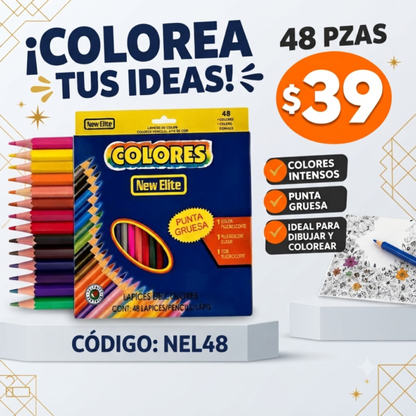 48 LAPICES COLORES NEW ELITE