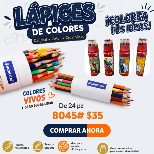 24 LAPICES COLORES BOTE