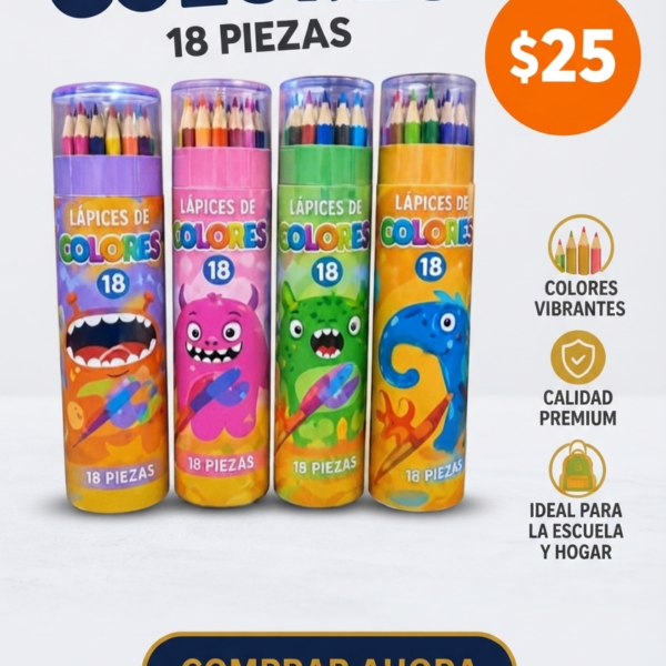 18 LAPICES COLORES BOTE