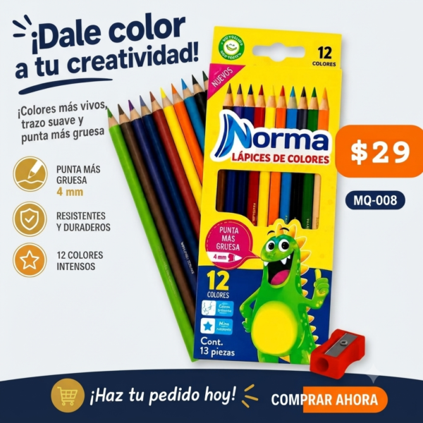 12 LAPICES COLORES NORMA