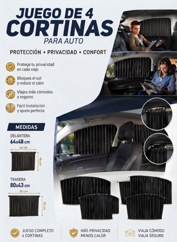 JUEGO 4 CORTINAS AUTO