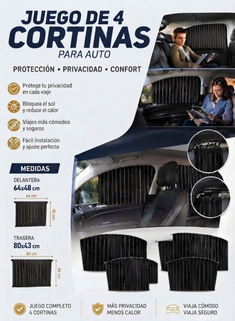 JUEGO 4 CORTINAS AUTO